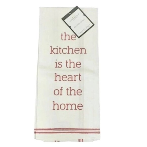 Heart of the Home Kitchen Towel Threshold Red White Striped Dish Towel Tea Towel - Picture 1 of 13